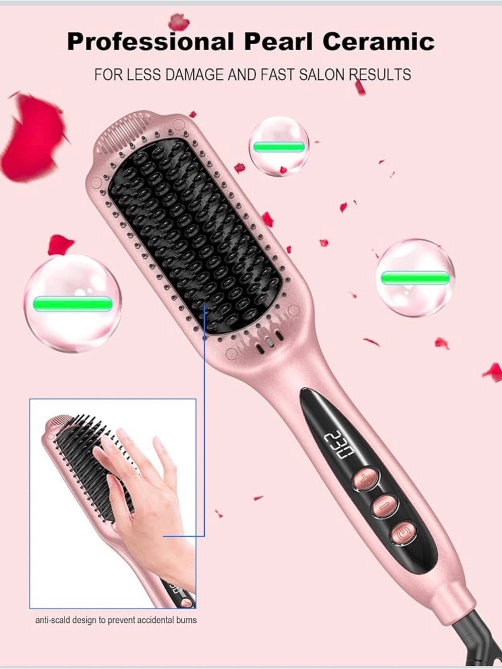 Pearl Ceramic Straightening Brush - Pink